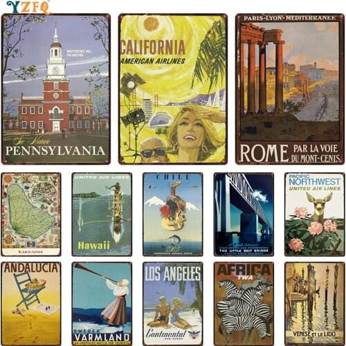 Chicaco Chile United Arizona City Sign Vintage Metal Plaque Plates Decor For Pub Bar Home Tin Gift Decoration Poster DU-11027B