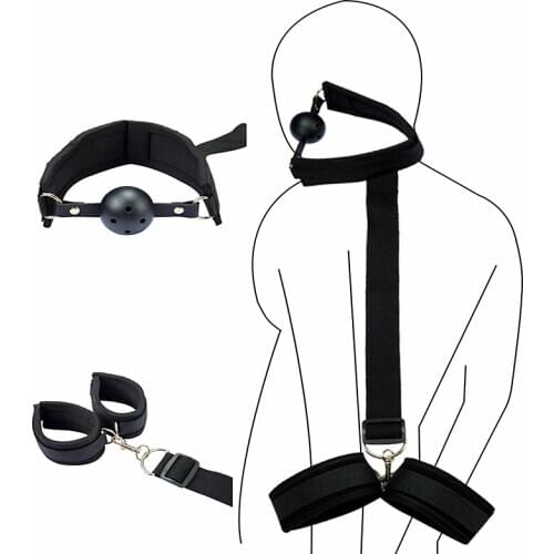Erotic BDSM Bondage Mouth Gag Cuffs Fetish Slave Handcuffs Sex Toys For Woman Sex Tools For Couples Adult Games Sex Products
