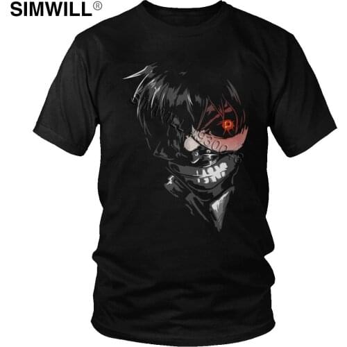 Harajuku Tokyo Ghoul Tee Shirts for Men Soft Cotton Japanese Anime Kaneki Ken T Shirt Short Sleeved Manga Fans T-shirt Gift Tops