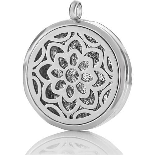 MODKISR Wholesale New Product Exquisite Fashion Perfume Air Freshener Diffuser Magnet Stainless Flower Trendy Necklace Jewelry