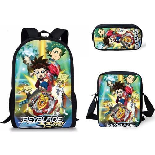 HaoYun Fashion Childrens School Bags Beyblade Anime Pattern Large Shoulder Backpack 3Pcs/set Kids Custom Students Bookbags