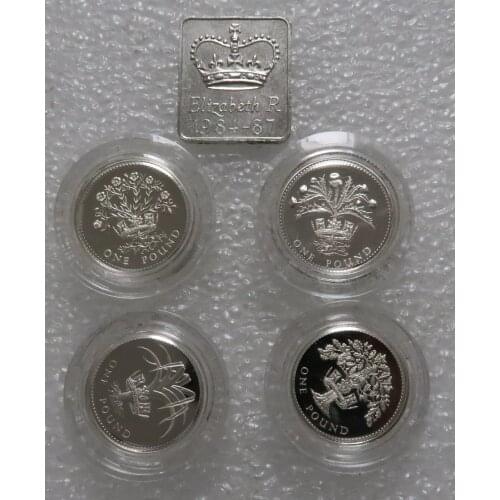 4 British 1 Pound Silver Coins/Set Real Rare Silver Original Coin Collection