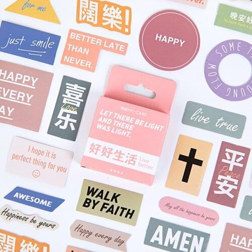 46 pcs/box Vintage happy life Series Bullet Journal Decorative Washi Stickers Scrapbooking Stick Label Diary Album Stickers