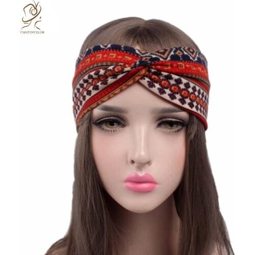 New Fashion European And American Style Sports Hairband Printed Fabric Cross Headband Ladies Wash Hair Loose Headband