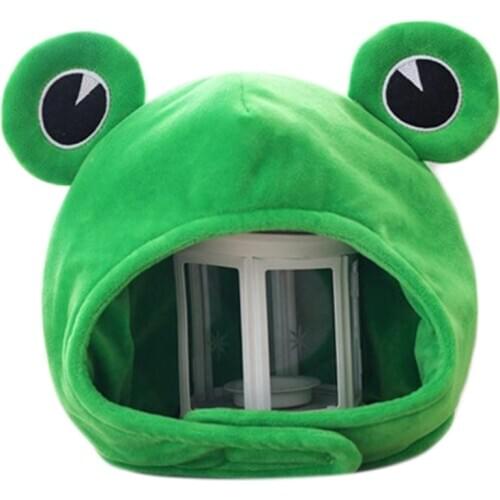 Novelty Funny Big Frog Eyes Cute Cartoon Plush Hat Toy Green Full Headgear Cap Cosplay Costume Party Dress Up Photo Prop