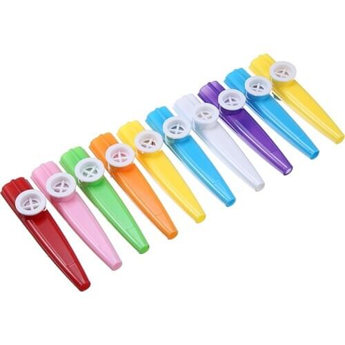 New 10pcs Random Color Plastic Kazoo Mouth Flute Harmonica Instrument Music Kids Educational Musical Instruments