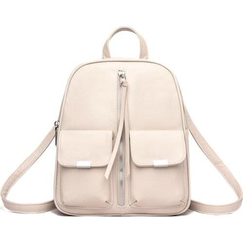 Soild Color Designer Fashion Womens Backpack High Quality PU Leather Women Travel Backpack 2021 New Ladies Bag