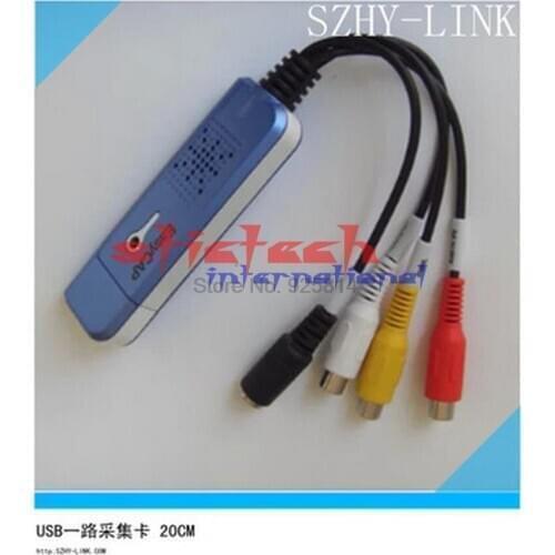 By dhl or ems 200pcs Portable USB 2.0 Video Audio Capture Card Adapter VHS DC60 DVD Converter Composite RCA Blue Wholesale