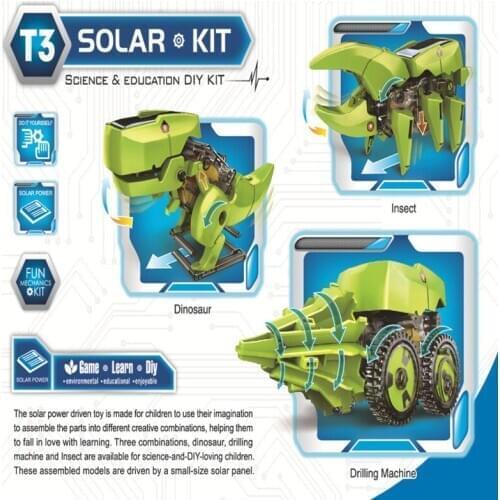 Solar Powered Robot Dinosaur DIY Assembled Puzzle Model Kit Educational Toys For Children Boy Technology Science STEM Brinquedos