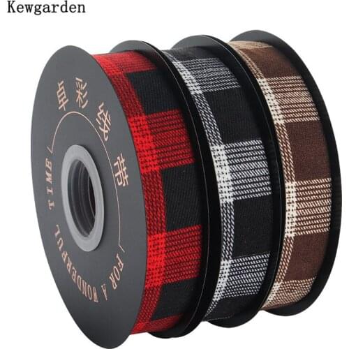 Kewgarden Plaid Ribbon 1" 25mm DIY Hair Bow tie Corsage Sewing Accessories Handmade Tape Packing Riband 10 Yards