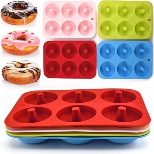 Silicone Donut Baking Mould Box Pan of Non-stick BPA Free Cookies Mold Sheet Donuts Tray Easy Clean Dishwasher Microwave