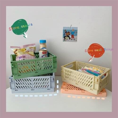 Folding Desktop Storage Basket Plastic Cosmetic Sundry Storage Basket Simple Creative Stationery Finishing Box