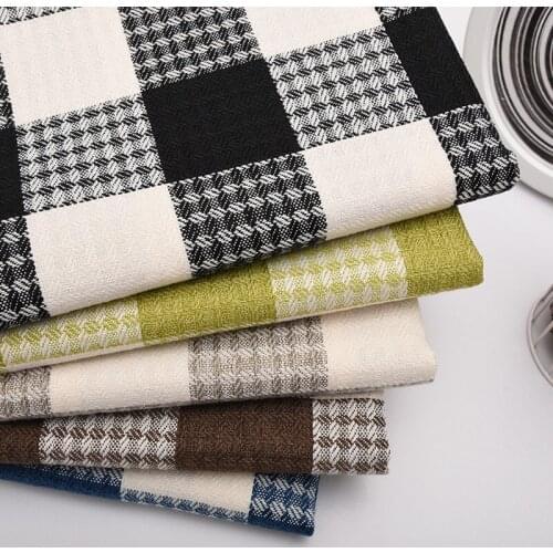 Thickened Plaid Cotton Linen Fabric By The Meter for Sofa Cover Tablecloth Sewing Diy Cloth Plain Upholstery Textile Canvas Per