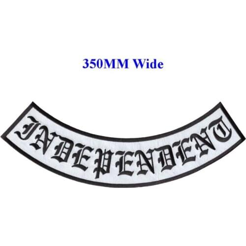 In stock INDEPENDENT embroidered rockers patches for motorcycle riding clubs and individual bikers with iron on backing