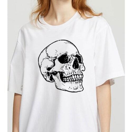 T Shirts Top for Women Summer Short Sleeve Skeleton Print 90s Casual O Neck Lady Graphic T Shirt Female Clothing Tee Shirt