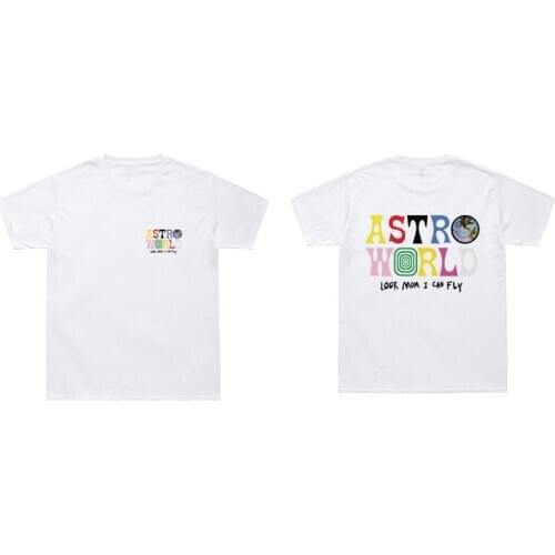 2020 Hip Hop T Shirt Men Women Travis Scotts ASTROWORLD Harajuku cactus jack T-Shirts LOOK MOM I CAN FLY Letter Print Tees Tops