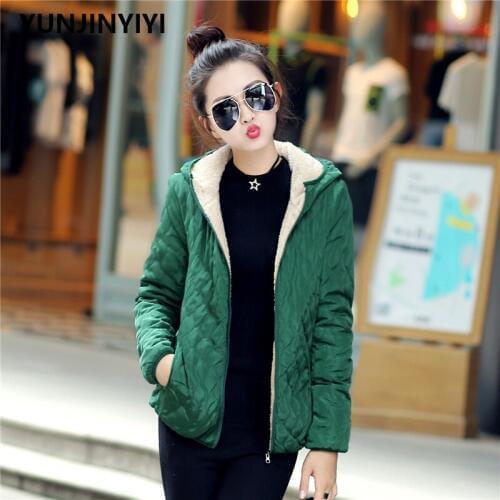 Women winter basic jacket hooded fleece Autumn spring thin outerwear female short plus velvet lamb jaqueta feminina
