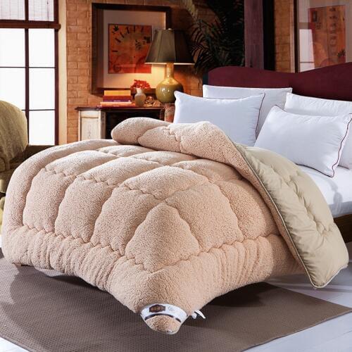 Winter patchwork duvet Artificial lamb wool Warm comforter camel quilt Thicken Blanket king queen sizedouble Cashmere