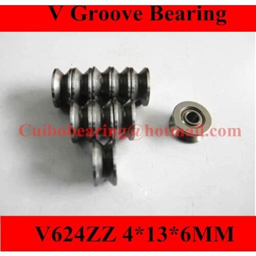200PCS V624ZZ V groove roller wheel ball bearings 4*13*6 mm embroidery machine pulley bearing V624 624V (Carbon steel)
