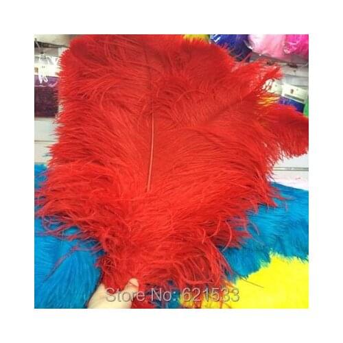 Wholesale 50pcs RED Natural OSTRICH FEATHERS 14-16Inches/35-40cm use wedding freeshipping