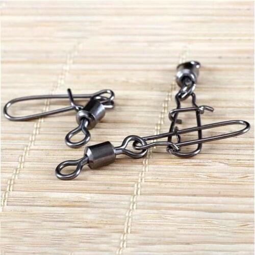 50pcs/lot Pike Fishing Accessories Connector Pin Bearing Rolling Swivel Stainless Steel Snap Fishhook Lure Swivels Tackle