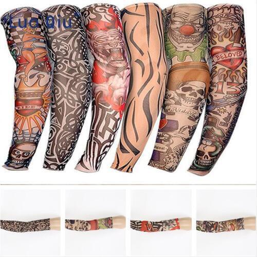 6pcs Unisex Women Men Fake Temporary Party Tattoo Slip on Sleeves Body Art Arm Covers Stockings