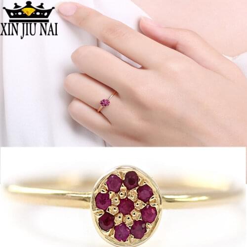925 anillos Silver Diamond Red Treasure Color 14K Gold Ruby Lucky Flower Ring Exquisite Deep Pink Crystal Ladies Ring Jewelry