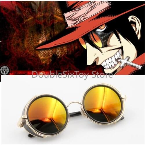 Anime HELLSING Alucard cosplay prop Vampire Hunter Glasses Orange Sunglasses for Men Halloween christmas gift tiktok make me buy