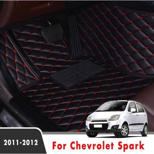 Car Floor Mats For Chevrolet Spark 2012 2011 Auto Interiors Accessories Car-Styling Custom Leather Front And Rear Side Foot Rugs