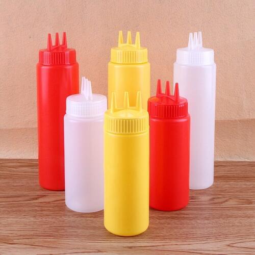 NHM Three-hole tomato sauce squeeze plastic salad jam sauce bottle sauce bottle quality squeez Color random