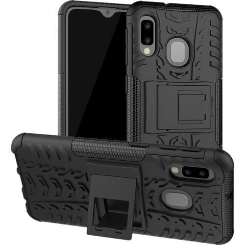 For Samsung Galaxy Case A10E A20E A60 Hard Plastic Soft Silicone Hybrid Armor Stand PC + TPU Phone Cover