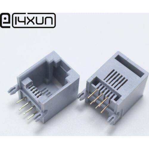 EClyxun 10PCS/Lot RJ12 RJ11 Socket Telephone 90 Degrees 6Pin Crystal Female 6p6c Socket
