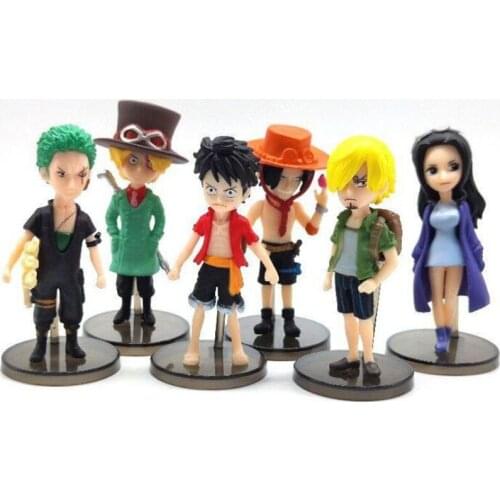 6pcs/set 10cm Anime One Piece Action Figures Monkey D Luffy Zoro Ace Nami Cosplay Q Version PVC Mini Anime Model Children Toys