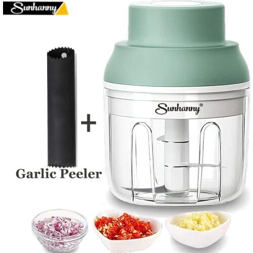 Sunhanny 100/250ml Mini Electric Garlic Chopper Garlic Mincer Crusher Pepper Chili Nuts Meat Grinder Tools Kitchen Accessories