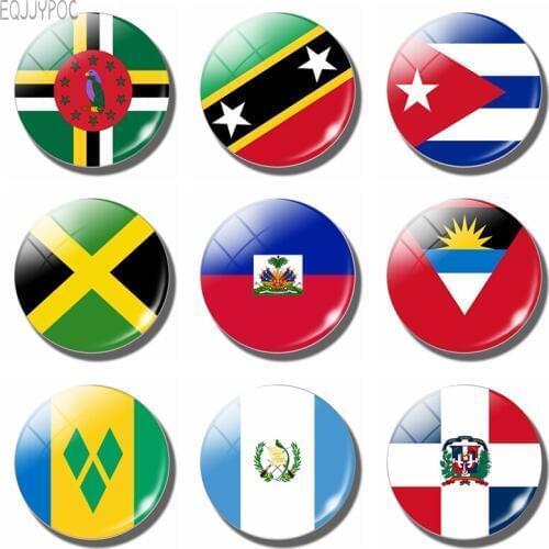 Cuba Flag 30MM Fridge Magnet Havana Dominica Haiti Jamaica Saint Lucia Antigua and Barbuda Refrigerator Sticker Glass Dome Decor
