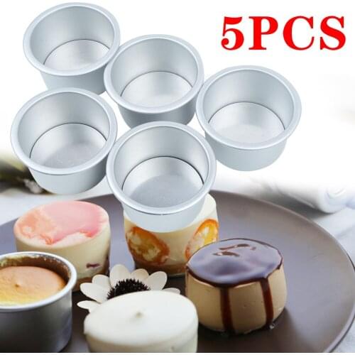 5pcs Aluminum Alloy Cake Baking Mould Round Pan Bakeware Tools Cake Mold Nonstick Bottom Cake Baking Pan Removable Bottoms