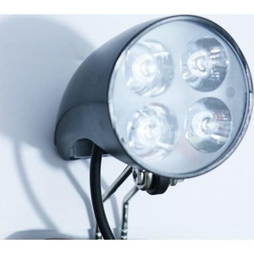36V 48V eBike Light Scooter Lamp Electric Bicycle 4 LED Front Headlight Ultra-Bright Spotlight with Horn RXBB