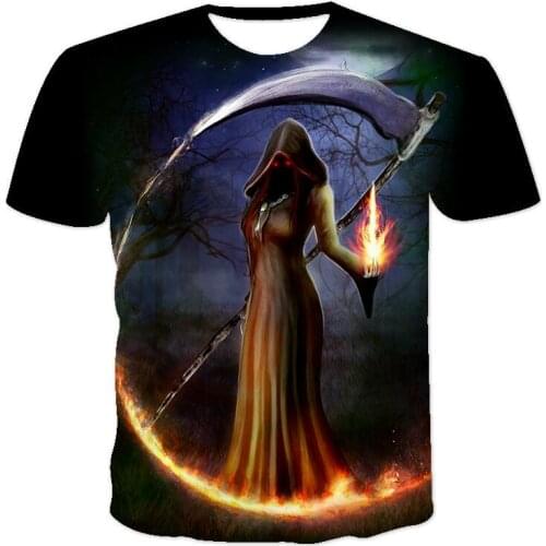 New Loose Round Neck Short Sleeve T-Shirt 3D Color Printing Skull Warrior Personality Male/Female Suitable For XXS-6XL