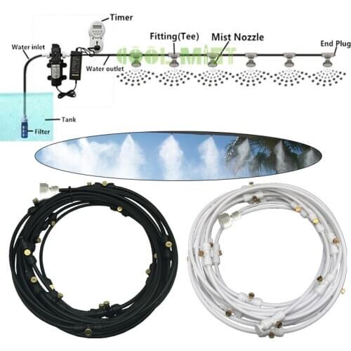 H20 Water pump set 12V misting motor with 8M-18M spray system fog nozzles low pressure atomization humidify cooling watering kit