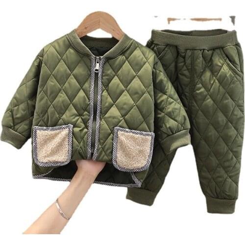 Boys autumn winter sets Baby Girl Clothes Children Cotton Warm Hooded Coat Pants 2Pcs/set Toddler Fashion Costume Kids Tracksuit