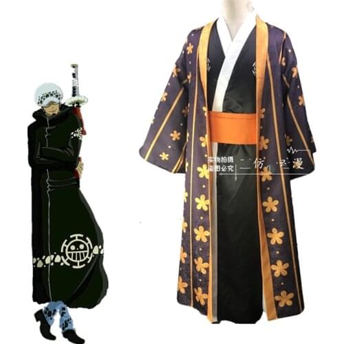 Wano Customize Anime One Piece Country Trafalgar Law Yukata Cosplay Costume Halloween Carnival Party Costumes for Women Men