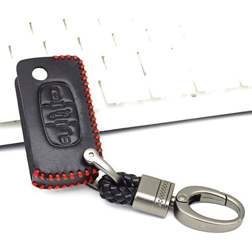 Leather Car Key Cover Case Holder For Citroen C2 C3 C4 C5 C6 C4L C8 Picasso Xsara Quatre For Peugeot 107 206 207 208 306 307 308