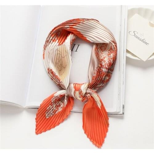 Crinkle 70CM Square Scarf Neck Kerchief Wrist Hair Tie Band Bag Bandana Office Ladies Head Scarves Shawl 2021 New Arrive