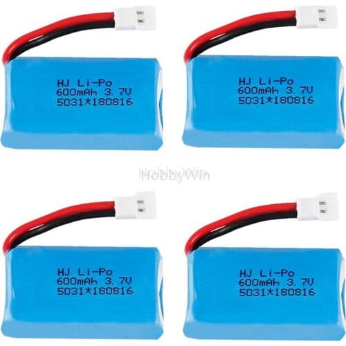 4PCS 3.7V 600mAh 20C LiPO Battery MX2.0 -2P Positive Plug fit for Syma X9 Quadcopter Aircraft /Drone