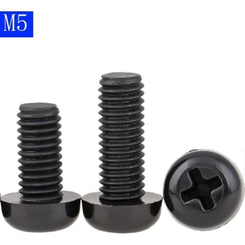 M5 x 0.8 Black Nylon Pan Round Head Phillips Screws Plastic Machine Screws bolts