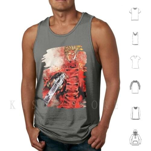 Trigun Watercolor Tank Tops Vest 100% Cotton Anime Manga Japan Japanese Movie Tv Cartoon Hero Super Cool Power
