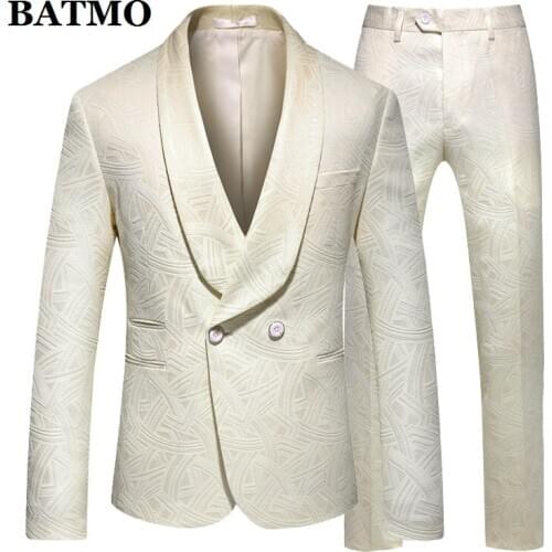 BATMO 2020 new arrival high quality fashion Jacquard suits men,mens wedding dress suits,plus-size 90270
