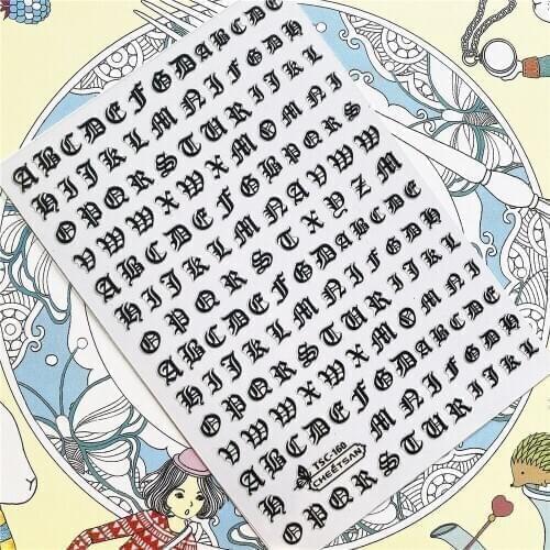 TSC-153 TSC-159 TSC-160 English alphabet letters 3D Back glue Nail Art Stickers Decals Sliders Nail ornament decoration