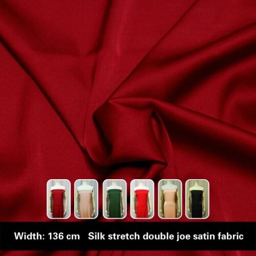 Natural mulberry silk stretch double joe satin fabric 140cm width 19 mm anti-wrinkle soft shirt bedding spandex fabric for dress