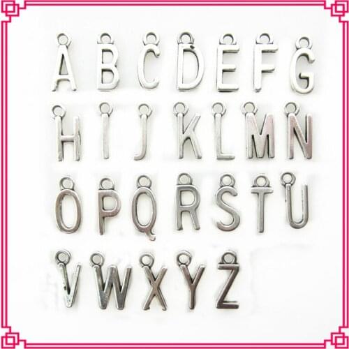 NEW 260Pcs Alphabet A-Z Charms Pendents Letters DIY Jewelry Findings Silver Color For Jewelry Making
